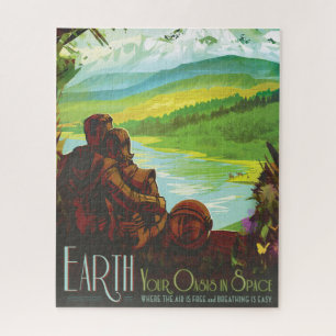 Retro-Weltraum-Reiseposter - Eine Erdforschungsmis Puzzle