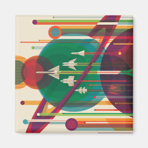 Retro-Weltraum-Reiseposter - Grand Tour Sonnensyst Magnet