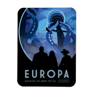 Retro-Weltraum-Reiseposter - Jupiters Mond Europa. Magnet