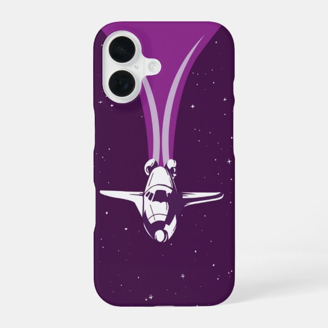 Retro-Weltraum-Shuttle-Galaxie iPhone 16 Hülle (Rückseite)
