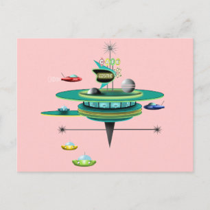 Retro Weltraumdiner Postkarte