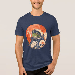 Retro-Weltraumfrosch unter rotem Mond Tri-Blend Shirt