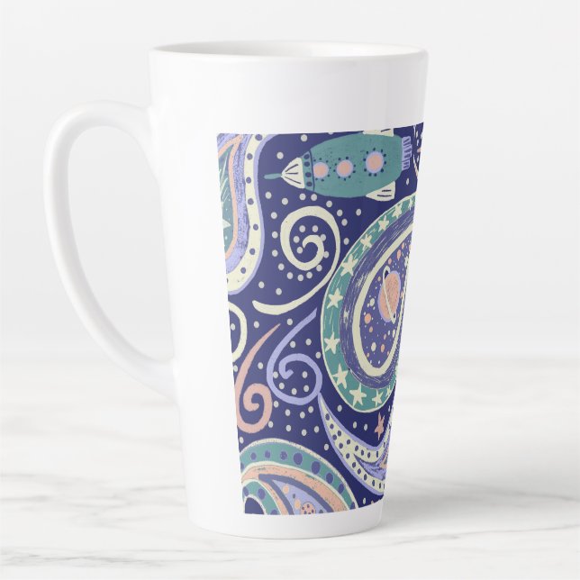 Retro Weltraumgalaxie-Design Milchtasse (Links)