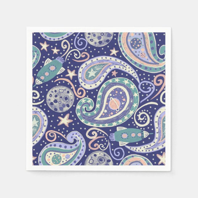Retro-Weltraumgalaxie-Design Serviette (Vorderseite)