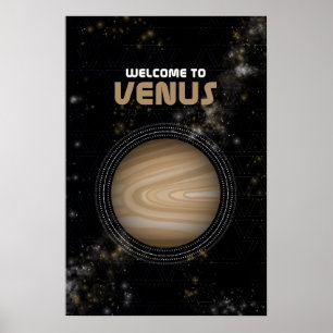 Retro Weltraumkunst mit Planet Venus Poster