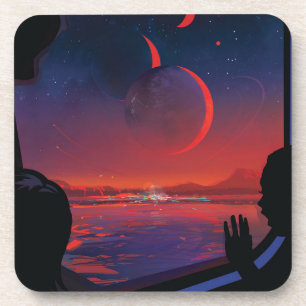 Retro-Weltraumplakat - Betrachter beobachten Trapp Getränkeuntersetzer