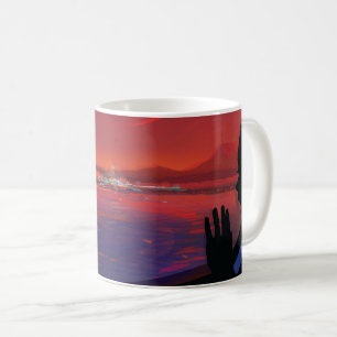 Retro-Weltraumplakat - Betrachter beobachten Trapp Kaffeetasse