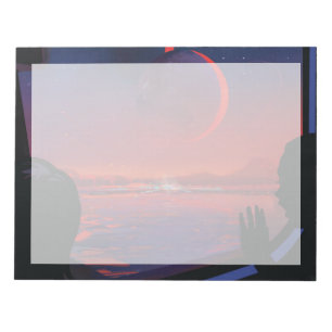 Retro-Weltraumplakat - Betrachter beobachten Trapp Notizblock