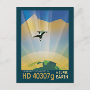 Retro Weltraumplakat - Die Schwerkraft einer Super Postkarte