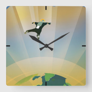 Retro Weltraumplakat - Die Schwerkraft einer Super Quadratische Wanduhr