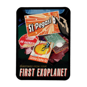 Retro Weltraumplakat-Exoplanet Entdeckung 51 Pegas Magnet