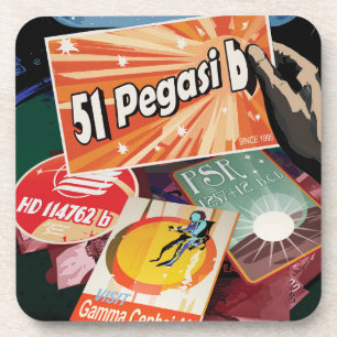 Retro Weltraumplakat-Exoplanetenentdeckung 51 Pega Getränkeuntersetzer