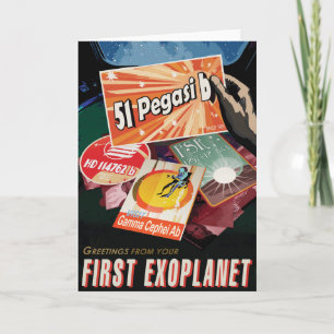 Retro-Weltraumplakat-Exoplanetenentdeckung 51 Pega Karte