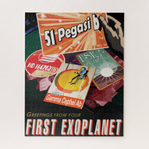 Retro-Weltraumplakat-Exoplanetenentdeckung 51 Pega Puzzle