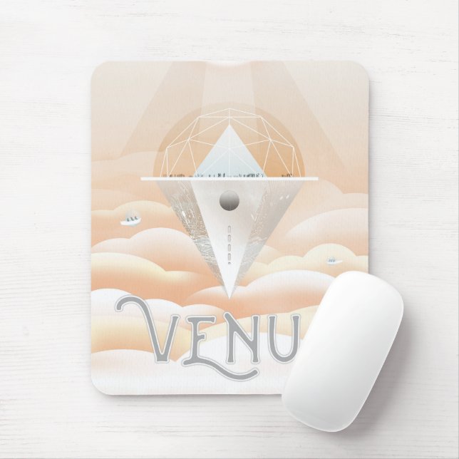Retro Weltraumplakat-Sternwarte im Sonnensystem Mousepad (Mit Mouse)