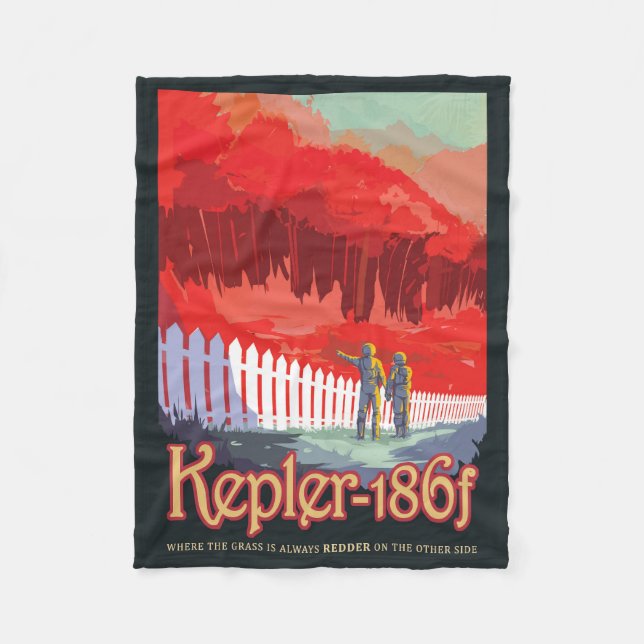 Retro-Weltraumplakat von Kepler-186f. Fleecedecke (Vorderseite)