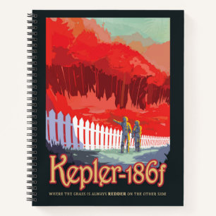 Retro-Weltraumplakat von Kepler-186f. Notizbuch