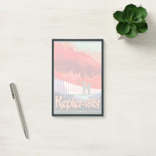 Retro-Weltraumplakat von Kepler-186f. Post-it Klebezettel