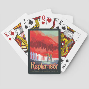 Retro-Weltraumplakat von Kepler-186f. Spielkarten