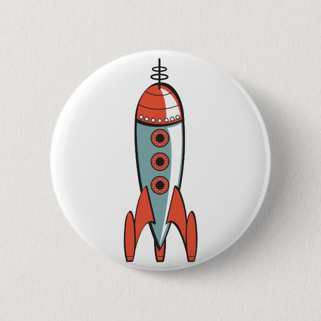 retro Weltraumrakete Button (Vorderseite)