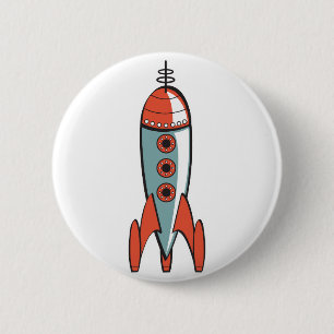 retro Weltraumrakete Button