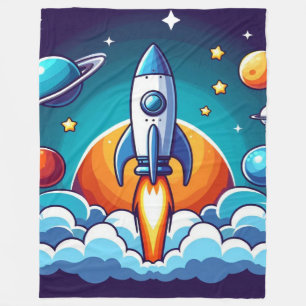 Retro, Weltraumrakete Fleecedecke