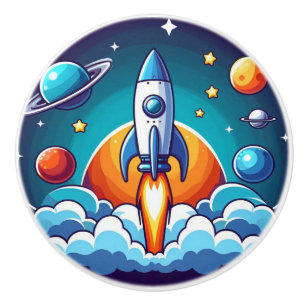 Retro, Weltraumrakete Keramikknauf
