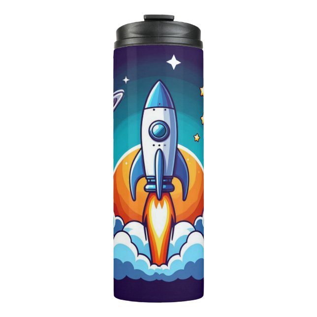 Retro, Weltraumrakete Thermosbecher (Vorderseite)