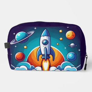 Retro, Weltraumrakete Waschbeutel