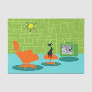 Retro Weltraumzeitalter-Miezekatze-Seidenpapier Seidenpapier