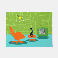 Retro Weltraumzeitalter-Miezekatze-Tür-Matte