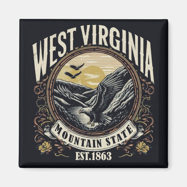 Retro West Virginia Magnet (Vorne)