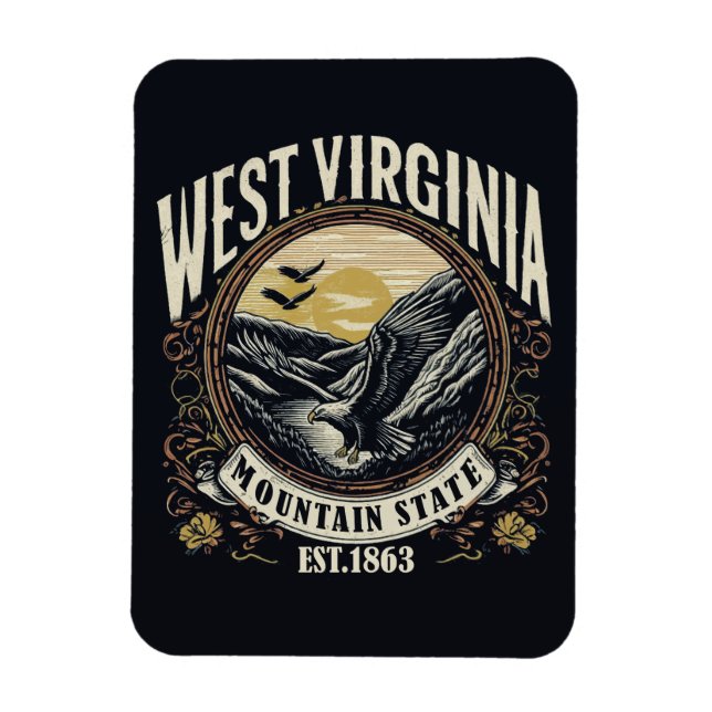 Retro West Virginia Magnet (Vertikal)