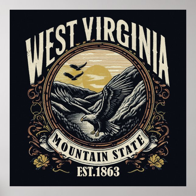 Retro West Virginia Poster (Vorne)