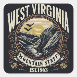 Retro West Virginia Quadratischer Aufkleber