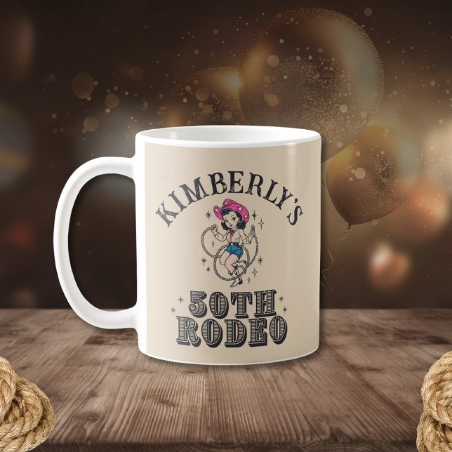 Retro Western 50. Rodeo Geburtstag Kaffeetasse (Von Creator hochgeladen)
