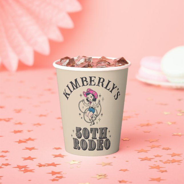 Retro Western 50. Rodeo Geburtstag Pappbecher (Insitu)