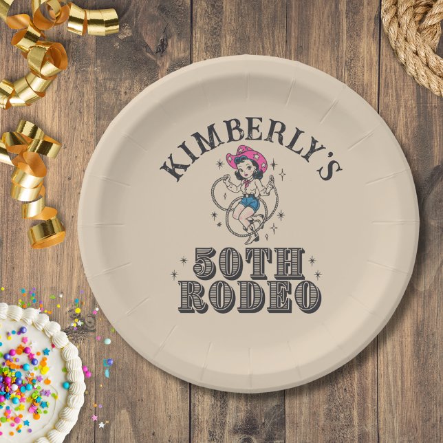 Retro Western 50. Rodeo Geburtstag Pappteller (Von Creator hochgeladen)