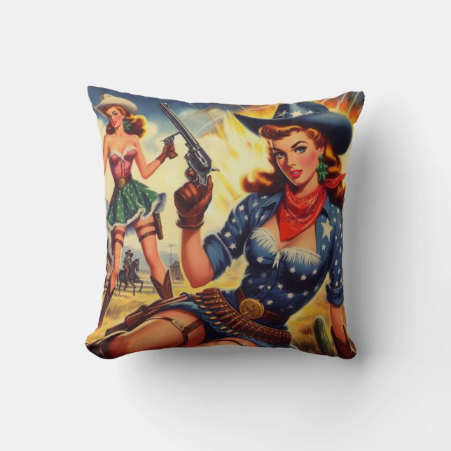 Retro Western Country Girls Kissen (Vorderseite)