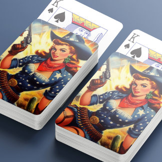 Retro Western Country Girls Spielkarten
