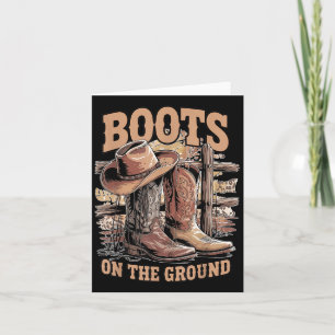 Retro Western Cowgirl Cowboy Hat Boots On Da Groun Karte
