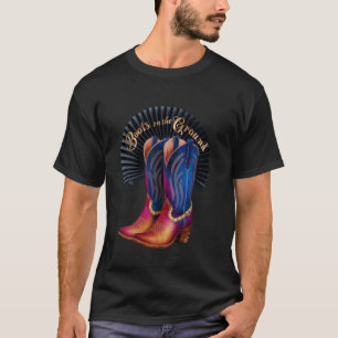 Retro Western Cowgirl Cowboy Linedance Stiefel an T-Shirt
