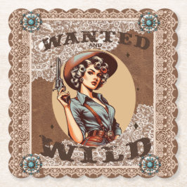 Retro Western Gewollt & Wild Cowgirl Untersetzer