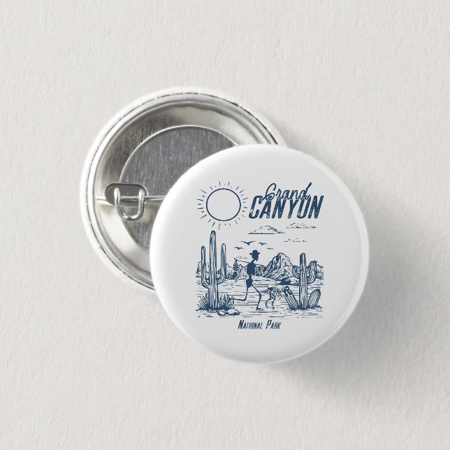 Retro Western Grand Canyon Nationalpark Tal  Button (Vorne & Hinten)