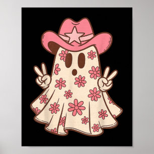 Retro Western Halloween Cowboy Cowgirl Ghost Boo P Poster