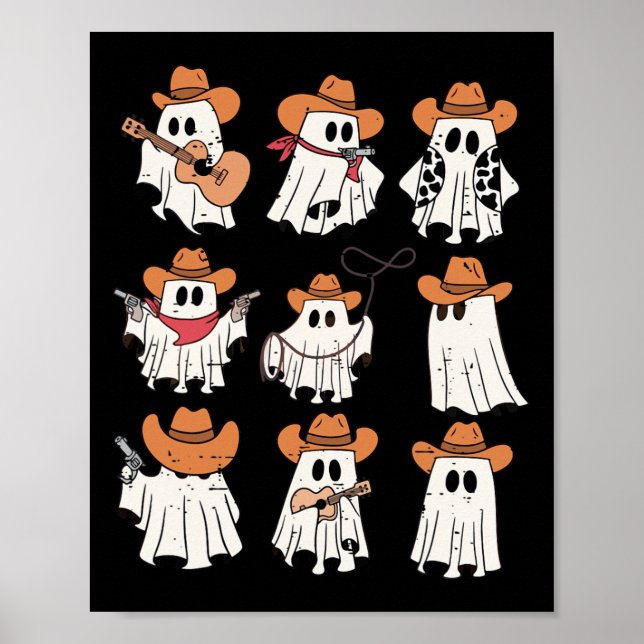 Retro Western Halloween Cowboy Ghost Collage Spook Poster (Vorne)