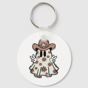 Retro Western Halloween Cowboy Ghost Howdy Cowgirl Schlüsselanhänger