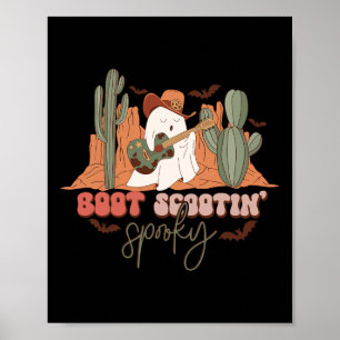 Retro Western Halloween Niedlich Ghost Fun Boot Sc Poster