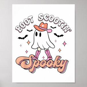 Retro Western Halloween Niedlich Ghost Funny Boot  Poster