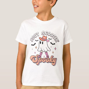 Retro Western Halloween Niedlich Ghost Funny Boot T-Shirt